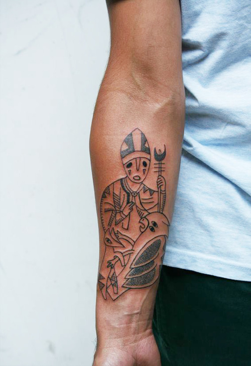 Un tatouage de Carlo Amen, l'un des artistes de l'exposition. Source : http://tattooresearchlab.tumblr.com/